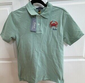 Ralph Lauren Boys' Polo Shirt Size M (10-12) Crab Embroidery New with Tags NWT